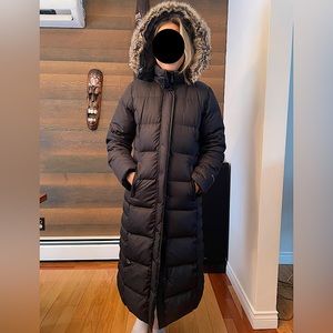 Black Long Eddie Bauer Down Duffle Coat